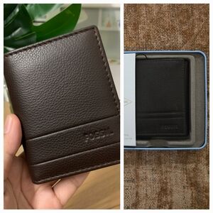 Fossil Wilder Trifold Genuine Leather Wallet Dark Brown